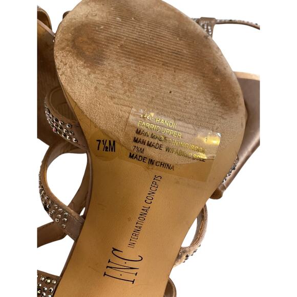 INC International Concepts Sandal Heel 7.5M Randii Bisque Rhinestone-Read Flaw - Picture 9 of 15